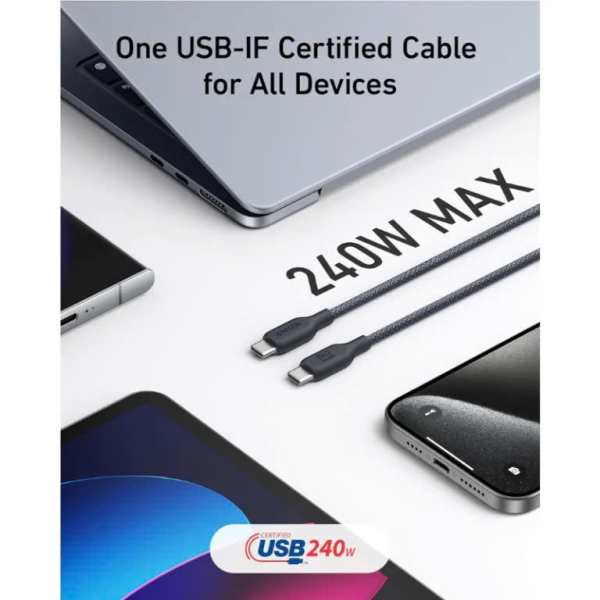 A80E5011 - Cáp Type-C to Type-C Anker 543 240W 0.9m Bọc Dù Bio-Braided Fast Charge - 6