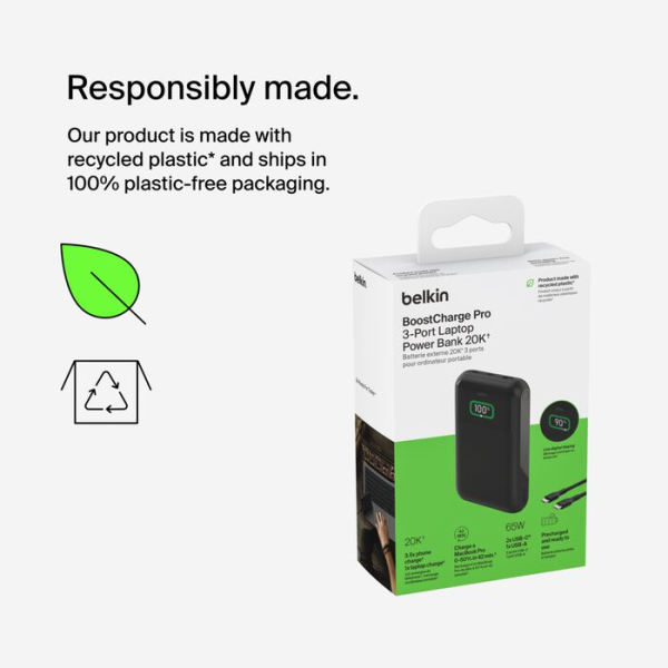 BPB020BTBK - Pin sạc dự phòng Belkin 20.000 mAh 65W PD Polymer Pocket Power - 8