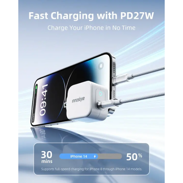 SCL150WHT - Cáp Type-C to Lightning Innostyle CryStalShine 1.5m - 2