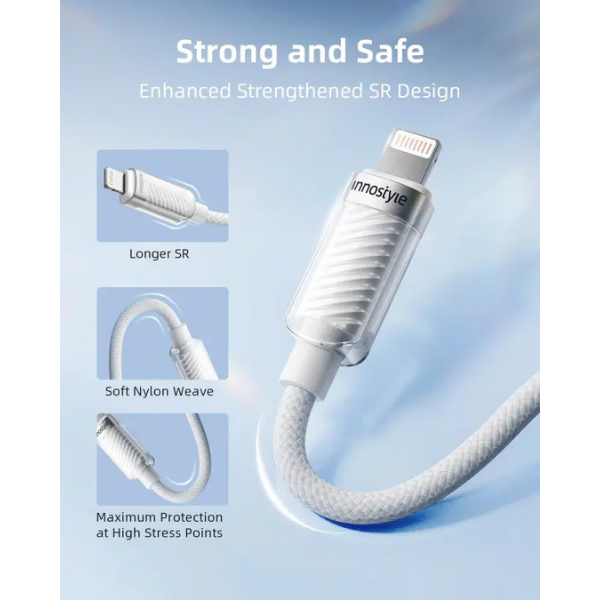 SCL150WHT - Cáp Type-C to Lightning Innostyle CryStalShine 1.5m - 4