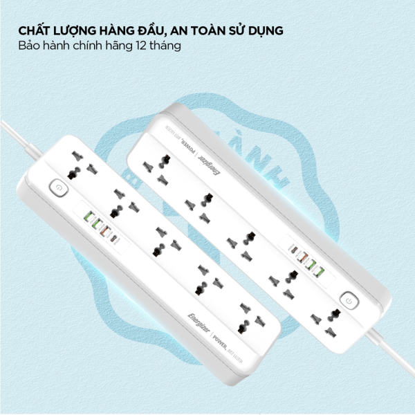 EPB2501EUWE - Ổ điện đa năng Energizer 5AC kèm 3 x USB-A và 1 x Type-C sạc nhanh PD (Max 20W) - 3