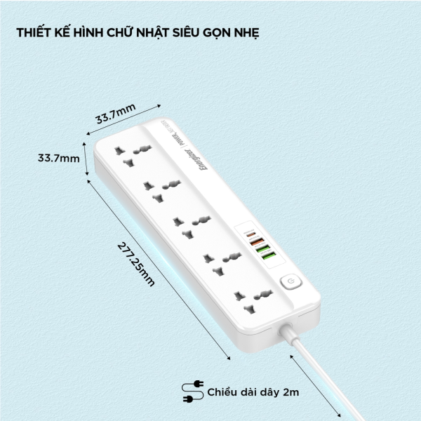 EPB2501EUWE - Ổ điện đa năng Energizer 5AC kèm 3 x USB-A và 1 x Type-C sạc nhanh PD (Max 20W) - 4