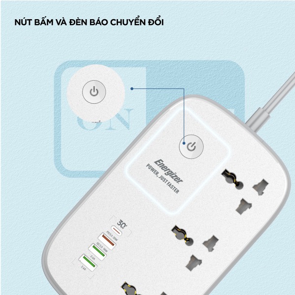 EPB2502EUWE - Ổ điện đa năng Energizer Wifi 3AC kèm 3 x USB-A và 1 x Type-C sạc nhanh PD 30W - 6