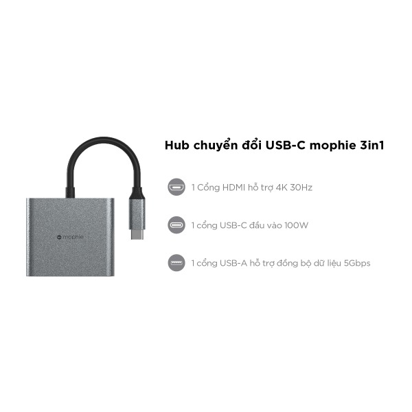409912327 - Hub chuyển đổi Type-C Mophie 3 in 1 - 2