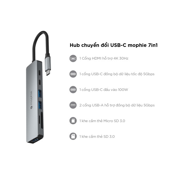 409910268 - Hub chuyển đổi Type-C Mophie 7 in 1 - 8
