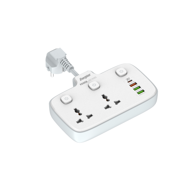 EPB2503EUWE - Ổ điện đa năng Energizer 2AC kèm 3 x USB-A và 1 x Type-C sạc nhanh PD (Max 20W) - 2