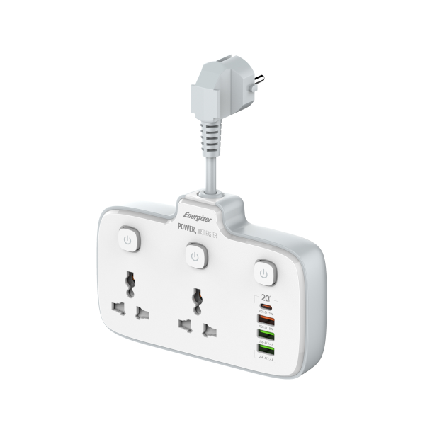 EPB2503EUWE - Ổ điện đa năng Energizer 2AC kèm 3 x USB-A và 1 x Type-C sạc nhanh PD (Max 20W) - 3