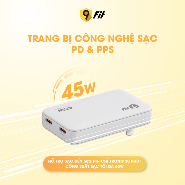 9A452CO6B - Cốc sạc nhanh 2 cổng 9Fit 45W PD 2C GaN - 3