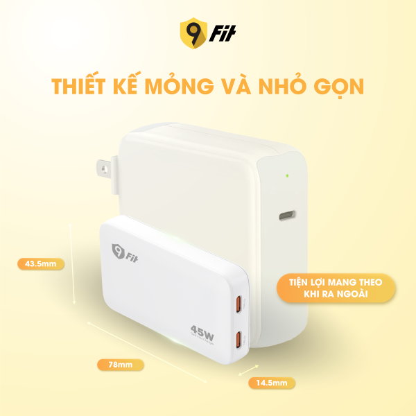 9A452CO6B - Cốc sạc nhanh 2 cổng 9Fit 45W PD 2C GaN - 4
