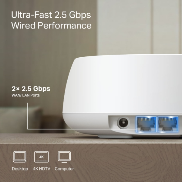 DECOBE252P - Hệ thống Mesh Wifi 7 BE5000 TP-Link Deco BE25 (2 Pack) - 5