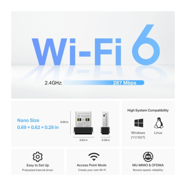 TX1UNANO - Đầu chuyển đổi USB Wifi 6 TP-Link Archer TX1U Nano AX300 - 4