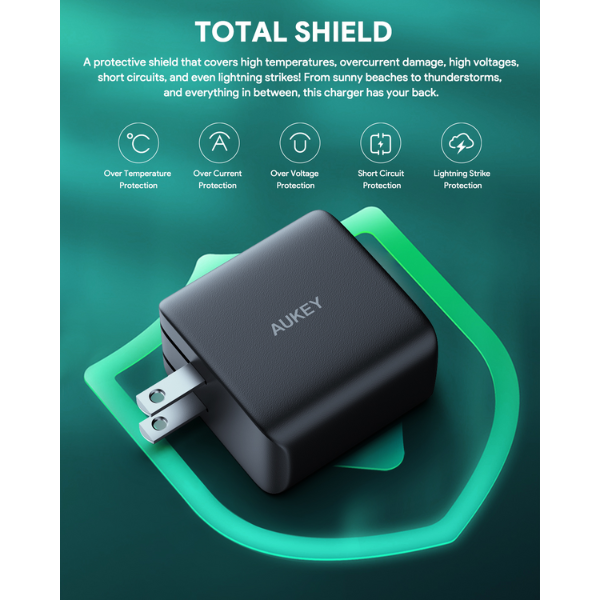 PA-B4T-BLK - Cốc sạc nhanh Aukey 2 cổng 45W GaN PA-B4 (chấu gập) - 4