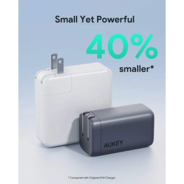PA-B6U-BLK - Cốc sạc nhanh Aukey Omnia II Mix 67W GaN III 3 cổng 2C1A - 3