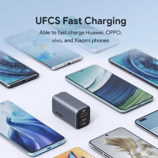 PA-B6U-BLK - Cốc sạc nhanh Aukey Omnia II Mix 67W GaN III 3 cổng 2C1A - 6