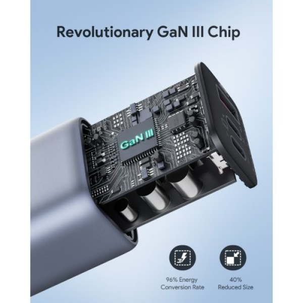 PA-B6U-BLK - Cốc sạc nhanh Aukey Omnia II Mix 67W GaN III 3 cổng 2C1A - 7