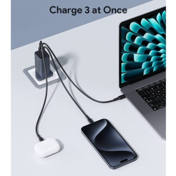 PA-B6U-BLK - Cốc sạc nhanh Aukey Omnia II Mix 67W GaN III 3 cổng 2C1A - 8