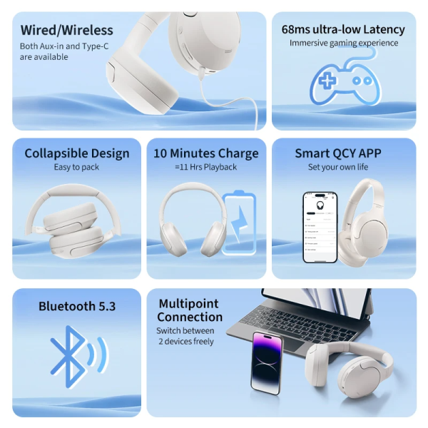 BH24H3W - Tai nghe chụp tai QCY H3 Lite ANC - 2