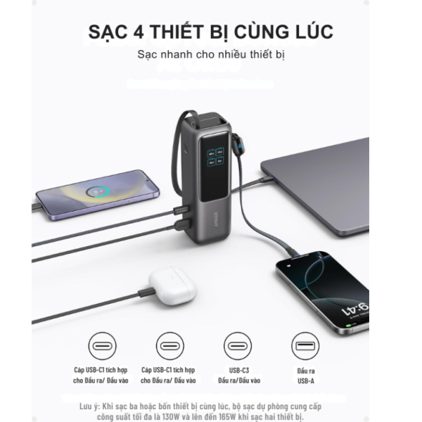 A1695H41 - Pin dự phòng sạc nhanh Anker 25.000 mAh 165W tích hợp cáp rút gọn A1695 - 6