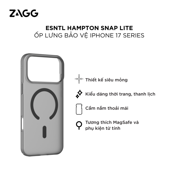 702319487 - Ốp lưng MagSafe iPhone 17 ZAGG ESNTL Hampton Lite - 2