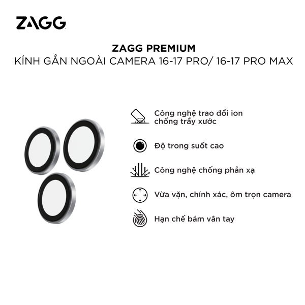 100119948 - Dán bảo vệ camera iPhone 17 Pro 17 Pro Max ZAGG Premium - 2