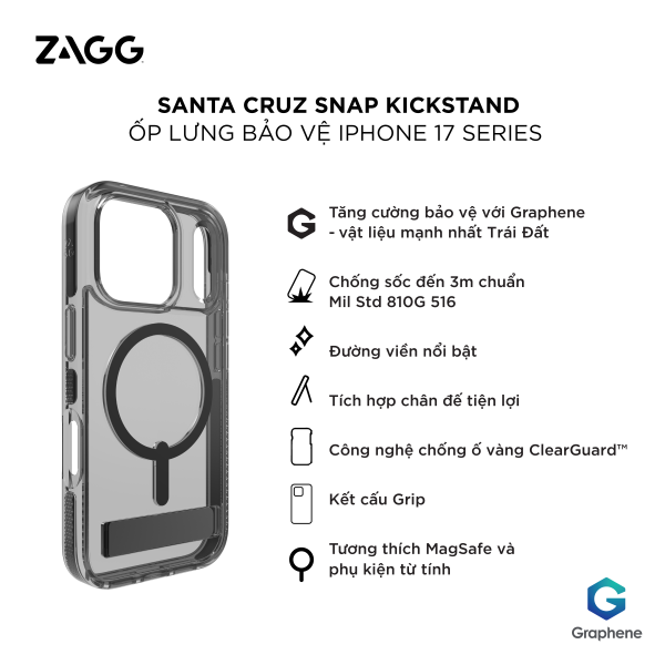 702320864 - Ốp lưng Magsafe iPhone 17 Pro Max ZAGG Santa Cruz Kickstand - 2