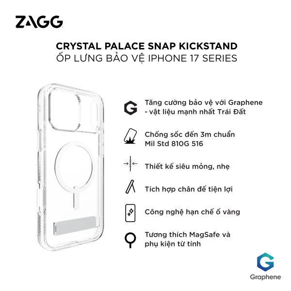 702320821 - Ốp lưng Magsafe iPhone 17 Pro Max ZAGG Crystal Palace Kickstand - 2