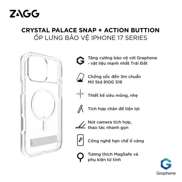 702320819 - Ốp lưng Magsafe iPhone 17 Pro Max ZAGG Crystal Palace (Camera Button) - 2