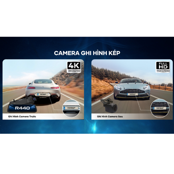 R440 - Camera hành trình Vietmap cảnh báo giao thông màn hình gương R440 - 7