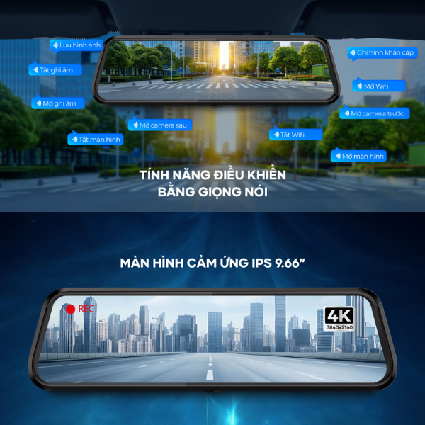 R440 - Camera hành trình Vietmap cảnh báo giao thông màn hình gương R440 - 8