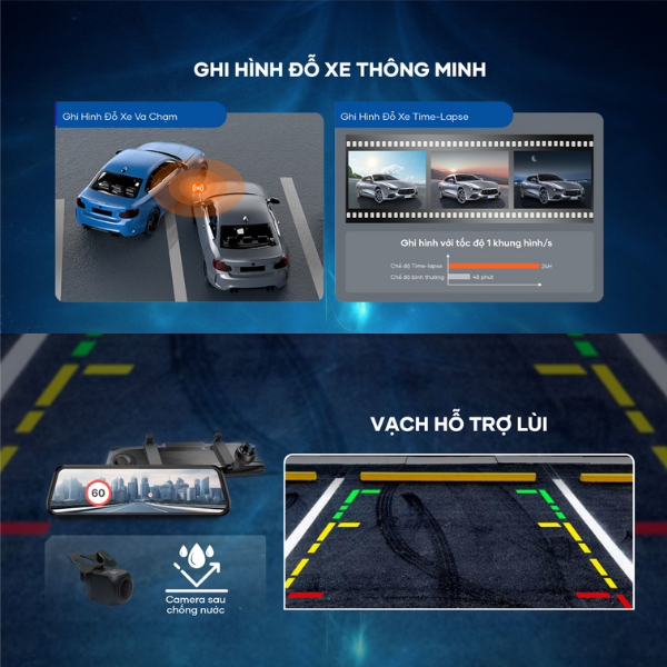 R440 - Camera hành trình Vietmap cảnh báo giao thông màn hình gương R440 - 10