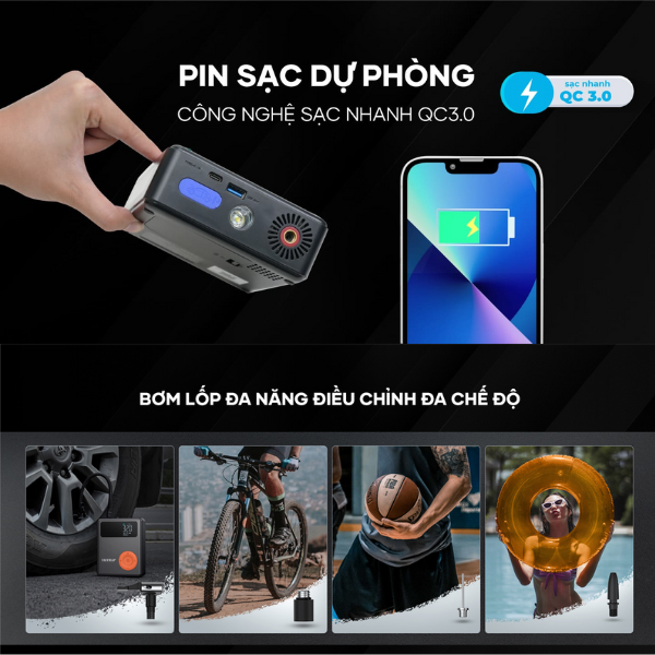DK-MF139-13000MA - Bơm lốp điện tử thông minh Vietmap MF 139 13000 mAh (4 in 1) - 7