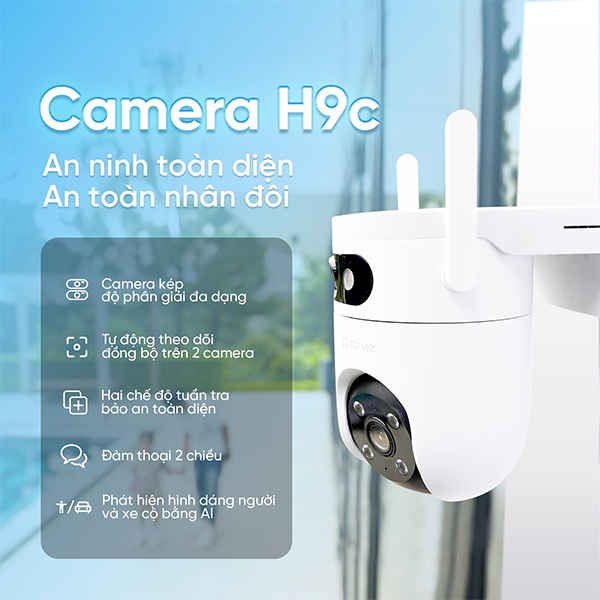 H9C-DUAL-5MP - Camera IP ngoài trời 360 độ 10MP EZVIZ H9C Dual - 5