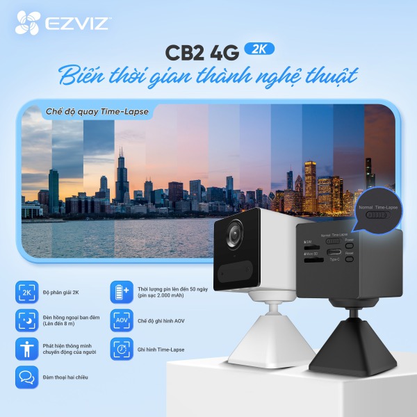 CB2-4G-3MP - Camera không dây dùng pin 3MP EZVIZ CB2 4G - 4