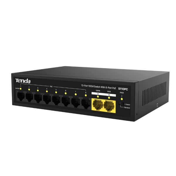 S110PC - Switch Tenda 8-Port PoE công suất 70W, 2-Port Uplink S110PC - 3