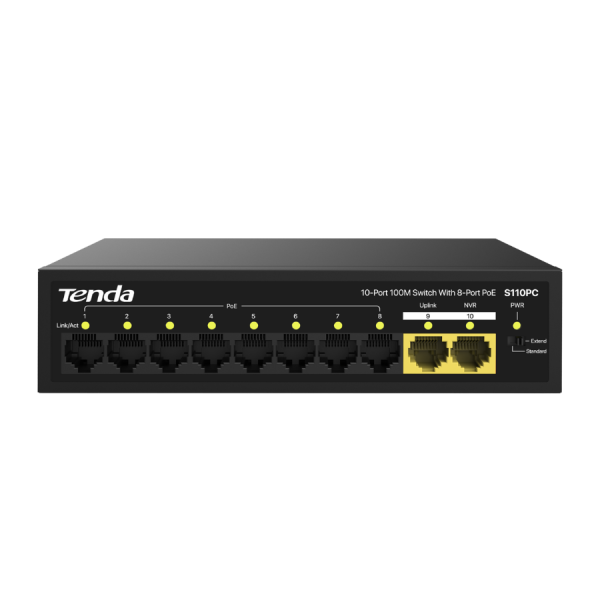 S110PC - Switch Tenda 8-Port PoE công suất 70W, 2-Port Uplink S110PC - 2