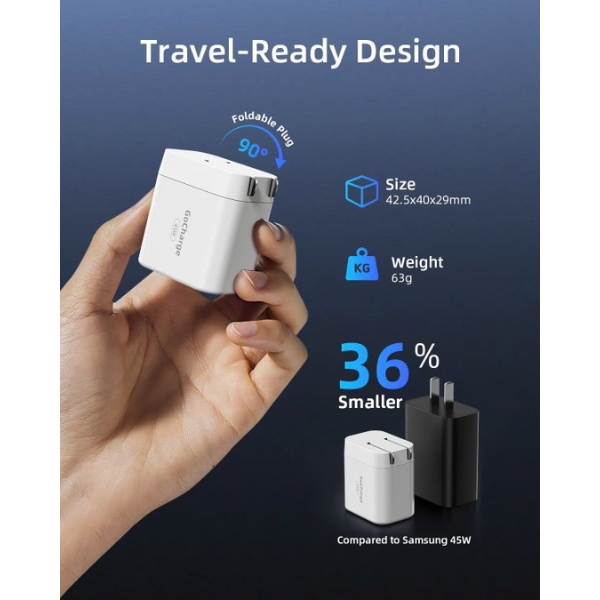 Cốc sạc nhanh Innostyle 45W Type-C GoCharge-IC45WHT-US-8