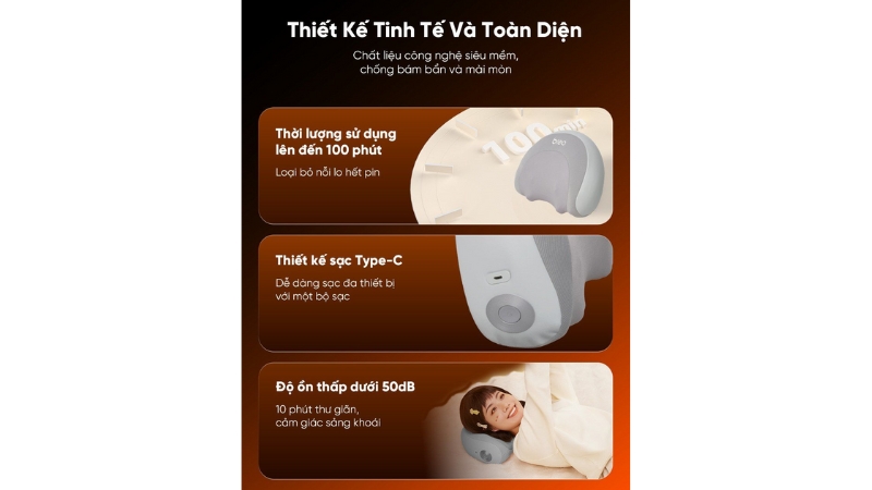 Gối massage cổ vai gáy và lưng Breo P2-BREOP2-GRY-19