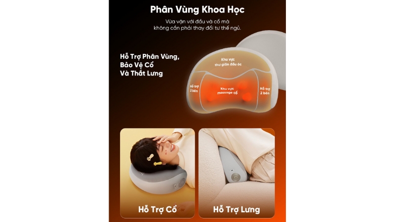 Gối massage cổ vai gáy và lưng Breo P2-BREOP2-GRY-22