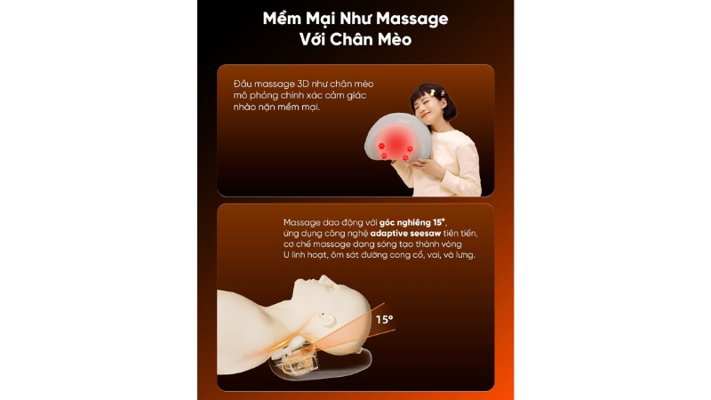 Gối massage cổ vai gáy và lưng Breo P2-BREOP2-GRY-23
