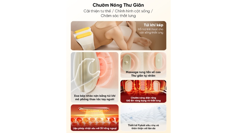 Đai massage chườm nóng bụng và thắt lưng Breo Y2-BREOY2-WHT-17