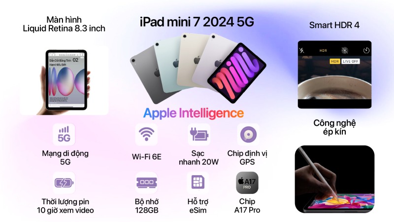 iPad mini 7 2024 5G 128GB - Chính hãng VN-MXPR3ZA A-2