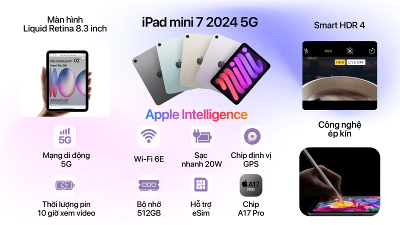 iPad mini 7 2024 5G 512GB - Chính hãng VN-MYHC3ZA A-2