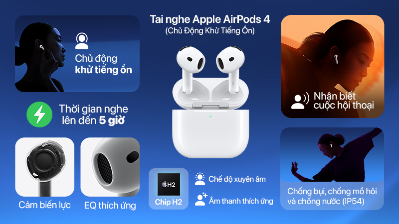 Tai nghe Apple AirPods 4 (Chủ Động Khử Tiếng Ồn)-MXP93ZP A-2