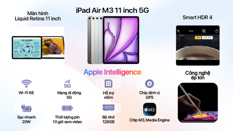 iPad Air M3 11 inch 5G 128GB - Chính hãng VN-MCFX4ZA A-2