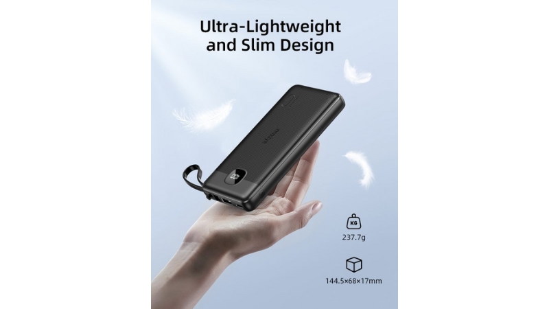 Pin sạc dự phòng Innostyle 10.000 mAh 22.5W PowerGo MultiCharge tích hợp cáp sạc-IP20MCBLK-3