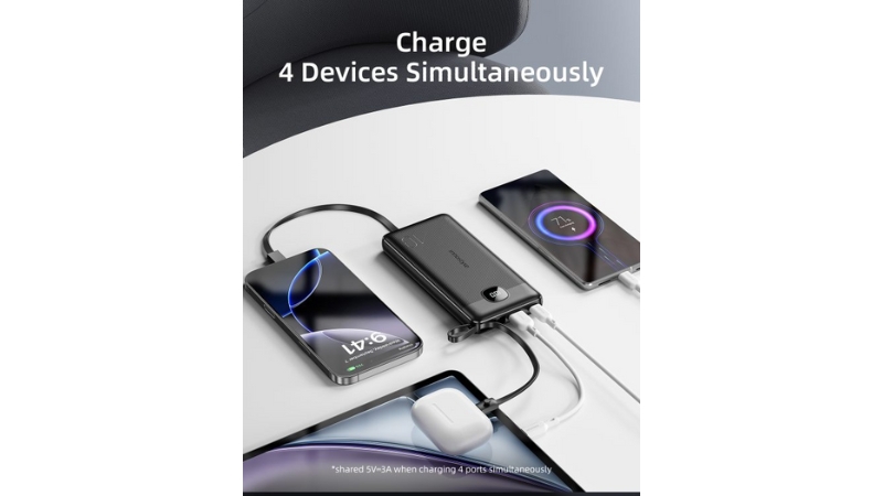 Pin sạc dự phòng Innostyle 10.000 mAh 22.5W PowerGo MultiCharge tích hợp cáp sạc-IP20MCBLK-4