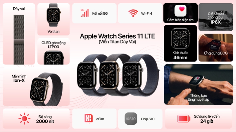Apple Watch Series 11 46mm LTE Viền Titan Dây Vải-APPLE-WATCH-TITAN-LTE-46-2