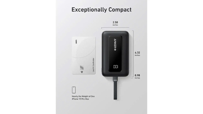 Pin dự phòng Anker Zolo 10.000 mAh 30W tích hợp cáp sạc - Qua Sử Dụng-A1688-QSD-2