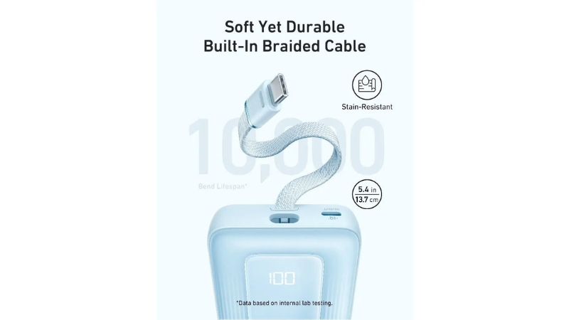 Pin dự phòng Anker Zolo 10.000 mAh 30W tích hợp cáp sạc - Qua Sử Dụng-A1688-QSD-3