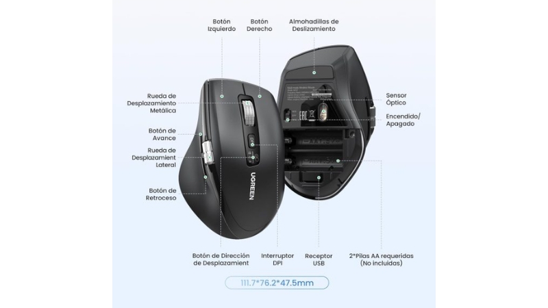 Chuột máy tính công thái học không dây Ugreen M751-M751-55375-8